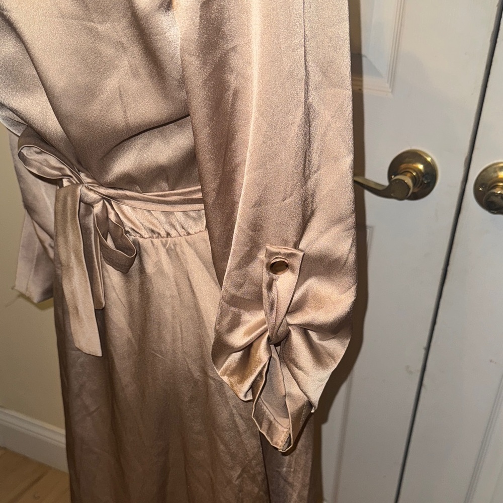 Elegant Satin Gold Dress - Picture 9 of 16